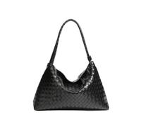 ANTTK PU Leather Tote Bag with Magnetic Snap, Medium Horizontal Square Hobo Shoulder Bag, Double Straps, Woven Craft, for Daily Commute, Black Coffee