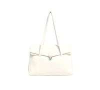 ANTTK PU Leather Tote Bag with Metal Lock Clasp, Medium Horizontal Square Shoulder Handbag, Double Straps with Hidden Zipper Pocket, for Daily Commute, Black White