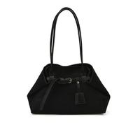 ANTTK PU Leather Tote Handbag with Zipper Closure, Medium Size, Horizontal Square Shape, Panelled Stitching Detail, Double Strap, Black