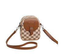ANTTK Urban Minimalist PU Leather Square Bag for Women, Medium Vertical Shape with Plaid Pattern, Zipper Closure, Single Strap, Brown