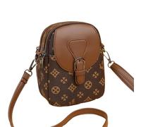 ANTTK Urban Minimalist PU Leather Square Bag for Women, Medium Vertical Shape with Plaid Pattern, Zipper Closure, Single Strap, Brown