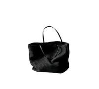 ANTTK Woven Fabric Tote Bag with Open Top Design, Large Horizontal Square Shoulder Handbag, Double Straps with Hidden Zipper Pocket for Daily Commute Shopping, Black Coffee