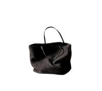 ANTTK Woven Fabric Tote Bag with Open Top Design, Large Horizontal Square Shoulder Handbag, Double Straps with Hidden Zipper Pocket for Daily Commute Shopping, Black Coffee