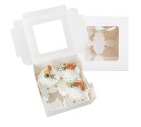 Anttyscar 25PCS 4 Hole White Cupcake Boxes, Cup Cake Boxes with Window for Birthday Holiday Party Cake Shop Wedding Christmas Halloween（16 x 16 x 7.5 cm）