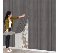 Anttyscar 2Roll Self-Adhesive Wall Panels Peel and Stick Wall Panels Dark Grey 3D Wood Grain Texture Wallpaper, Three-Dimensional Lines, 3mm Thick Contact Paper for Living Room,Bedroom, 40x300CM