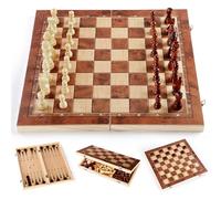 Anttyscar 3 in 1 Chess Sets Folding Travelling Wooden Chess Board Set, Portable Game International Chess Chess Kit Cardboard Games for Kids, Adults, Boys, Girls, Family (29x29cm)