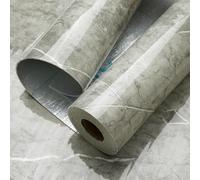 Anttyscar 3Roll Grey Thicken Self Adhesive Wallpaper Grey Marble Peel and Stick Wallpaper Waterproof Wall Panels for Living Room Bedroom Bathroom Kitchen Splashback 300cm x 40cm
