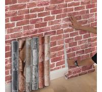 Anttyscar 3Roll Red Brick Wallpaper - 3D Effect Textured Brick Effect Wallpaper for Realistic Faux Bricks Wall Covering，Anti-Fouling Slate for Bedroom Living Room Hallway Stairs Lounge