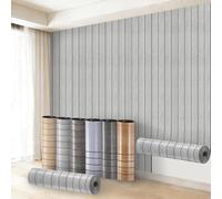 Anttyscar 4 Roll Self-Adhesive Wood Grating Wallpaper Light Grey Wood Slat Wallpaper Wood Stripe Grain Natural Wooden Slats Peel and Stick Contact Paper for Living Room Kitchen Bedroom Office