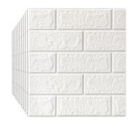 Anttyscar 40PCS White 3D Brick Wallpaper Wall Stickers - Self-Adhesive and Waterproof Foam Panels, Easy to Install Peel and Stick Design for Home Decor
