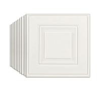 Anttyscar 50PCS White 3D Wall Panels Wood Panel Effect Wallpaper, 3D Textured Peel and Stick Wall Panels, Self-Adhesive Waterproof PE Foam, Design for Interior Wall Decor, 35x35cm