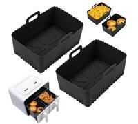 Anttyscar AF400UK & AF451UK Silicone Liners High Silicone Lines on Base Silicone Air Fryer Liners Specially Designed for Dual Air Fryer 9.5L AF400UK & AF451UK 2PCS