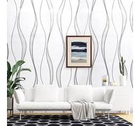 Anttyscar Beige Stripes Wallpaper Glitter Effect Textured 3D Flocking Embossed Wallpapers Non-Woven Stripes Wall Paper Roll for Adults Kids Bedroom Living Room Hallway Stairs Lounge