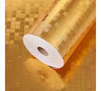 Anttyscar Gold Mosaic Tile Stickers Thicken Self Adhesive Wall Tiles, Peel and Stick, Stick on Wall Tiles for Bathroom, Kitchen Splashback, and Living Room, Waterproof Backsplash, 300x40cm