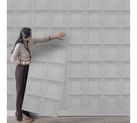 Anttyscar Grey Panel Wallpaper 3D Effect Textured Wood Panel Wallpaper Square Panelled Wallcovering for Living Room Bedroom Feature Wall