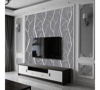 Anttyscar Grey Wallpaper 3D Embossed Silver Branch Glitter Wallpaper Modern Minimalist Non-Woven Curve Patterns for Adults Kids Bedroom Living Room Lounge TV Backdrop Hallway and Stairs