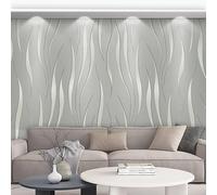 Anttyscar Grey Wallpaper for Living Room, Grey 3D Embossed Wallpaper, Modern Glitter Textured Wallpapers, Feature Wallpapers for Hallway and Stairs