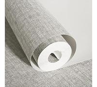 Anttyscar Grey Wallpaper Modern Minimalist Non-Woven Wallpaper in Coarse Linen Look Plain Fabric Textile Look Modern Linen Look Structure for Livingroom Bedroom