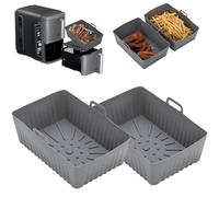 Anttyscar Pack of 2 Air Fryer Liners 9.5L for Ninja Double Stack Sl400UK XL, 8QT Resuable Silicone Air Fryer Liner, Air Fryer Accessories for Ninja Dual AF300UK AF400UK & Tower T17088