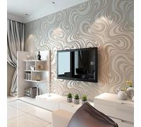 Anttyscar Premium Brown Modern Minimalist Wallpaper Featuring Abstract Curves with Touch of Glitter Non-Woven 3D Wallpaper for Bedroom Living Room TV Backdrop