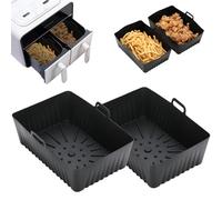 Anttyscar Silicone Air Fryer Liner,Air Fryer Accessories for Tower Vortx T17100 Vizion Dual Basket,Air Fryer Racks,Reusable Air Fryer Food Safe Dual Basket,Silicone Pot for Oven,Microwave,Black 2 PCS