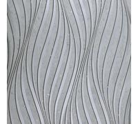Anttyscar Wave Striped Embossed Textured Wallpaper Silver White Glitter Waves Textured Feature Wallpaper Marble for Adults Bedroom Living Room Hallway Stairs Lounge Silver Grey