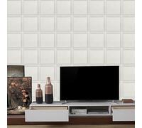 Anttyscar White Panel Wallpaper, Wood Panelling Wallpaper, 3D Natural Wood Effect Tartan Wallpapers for Walls Living Room Hallway Stairs Lounge Hall Bedroom