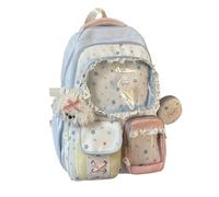 ANTUK Kawaii Ita Backpack with Pendant, Cute School Bags for Girls, Causal Aesthetic Japanese Backpack Preppy Schoolbag Rucksack for Teenage Primary Secondary Middle School (Blue)