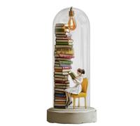 ANTUK Reader Night Light, 3D Miniature Book Light, Miniature Book Lover Lamp Sculpture with Mini Books & LED Lights, Mini Reading Figurine Tiny Bookshelf Library Statue, Gifts for Family/Friends (C)