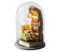 ANTUK Reader Night Light, 3D Miniature Book Light, Miniature Book Lover Lamp Sculpture with Mini Books & LED Lights, Mini Reading Figurine Tiny Bookshelf Library Statue, Gifts for Family/Friends (A)
