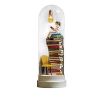 ANTUK Reader Night Light, 3D Miniature Book Light, Miniature Book Lover Lamp Sculpture with Mini Books & LED Lights, Mini Reading Figurine Tiny Bookshelf Library Statue, Gifts for Family/Friends (B)