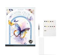 ANTUK Watercolour Paint Set, Breathly Watercolor Kit for Kids Beginners, Portable Painting Set with 8 Pre-Printed Pages, 12 Embedded Paint Pans & Brush, Stress Relief & Travel-Friendly Art Set (# B)