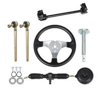 ANTUKO Steering Wheel Steel Kit Gear Rack Pinion Adjustable Shaft Set Replacement for 110cc Go Kart