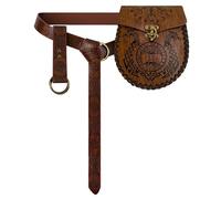 ANTWASP Nordic Embossed Belt Pouch Retro Belt Vintage Portable Waist Bag renaissance belt set Medieval Side Pack for cosplay Accessories (brown)