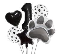 Antwhale Black And White Pet Paw Print Aluminum Film Balloons Paired With Heart-Shaped Star Numeral Balloons Are Essential For Pet Party Decoration (black1)