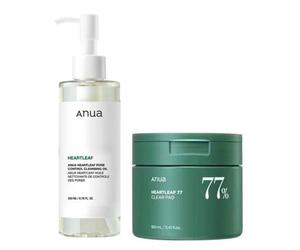Anua Heartleaf Pore Control Cleansing Oil & Heartleaf 77% Clear Pad 200 ml + 70 pcs