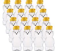 ANUBE 16 Pack 8 oz Plastic Bear Honey Bottle Jars, Honey Squeeze Bottle Empty with Flip-top Lid for Storing and Dispensing