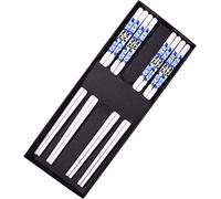 ANUBE 4 Pairs Porcelain Chopsticks, Reusable Dishwasher Safe, High-grade Bone Chopsticks Chopsticks (White and Blue)