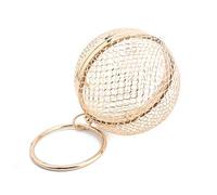 ANUBE Women?s Round Ball Geometric Evening Bag Clutch Cage Purse Vintage Banquet Shoulder Handbag (Gold)