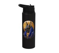 Anu ncient Egyptian Jackal Deity Blue Sacred Artwork Stainless Steel Insulated Water Bottle