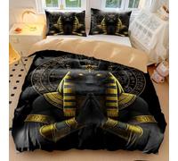Anubis & Cleopatra's Dreamscape Bedding Set - Egyptian Queen Comforter Cover with Ancient Art Design Soft Microfiber Gifts for Egypt Lovers Bedroom Decor (style4,King 240x220cm+65x65cm*2)