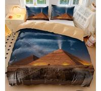 Anubis & Cleopatra's Dreamscape Bedding Set - Egyptian Queen Comforter Cover with Ancient Art Design Soft Microfiber Gifts for Egypt Lovers Bedroom Decor (style5,King240x220cm+50x75cm*2)