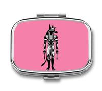 Anubis Cross Ankh Ancient Egyptian Myth Dog Death God Travel Pill Box Portable Pill Organizer Medical Box Pill Case Pill Container for Men Women