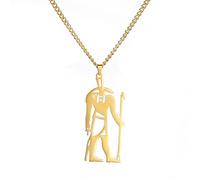 Anu gyptian God of the Underworld Necklace for Women Men Stainless Steel Seth Ancient Desert and Storm Pendant Egypt Jewelry