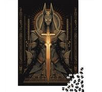 Anubis Egyptian God Sword Art Print Jigsaw Puzzles Puzzles for Adults Kids. 1000 Pieces Impossible Challenge Toy Educational Games Home Decoration for Adults& Kids Age 14 Years Up 38x26cm/1000pcs