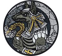 Anubis Jackal Headed Deity Embroidered Sew on Patch -Pharaoh Death God bedge from Egypt Civilization Applique Fabric - Iron on Jeans, Jackets, Backpacks, Hats, Shirts - 80X80 mm