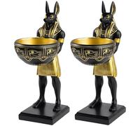Anubis Statue with Bowl Egyptian God of The Dead Statue- 10 Inch Premium Resin Egyptian God Figurine, Ancient Egypt Decor, Unique Collectible Gift for Mythology Lovers & History Buffs (2PCS)