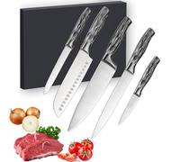 ANUE Kitchen Knife Set, 4 Piece, Grey, Asian-inspired, Knife Set