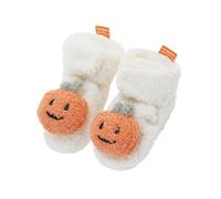Anuedgis Newborn Baby Boy Girl Winter Warm Booties Cute Cozy Pumpkin Fleece Slippers Halloween Pumpkin Furry Prewalkers (A-White, 0_months-6_months)