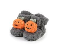 Anuedgis Newborn Baby Boy Girl Winter Warm Booties Cute Cozy Pumpkin Fleece Slippers Halloween Pumpkin Furry Prewalkers (A-Gray, 0_months-6_months)